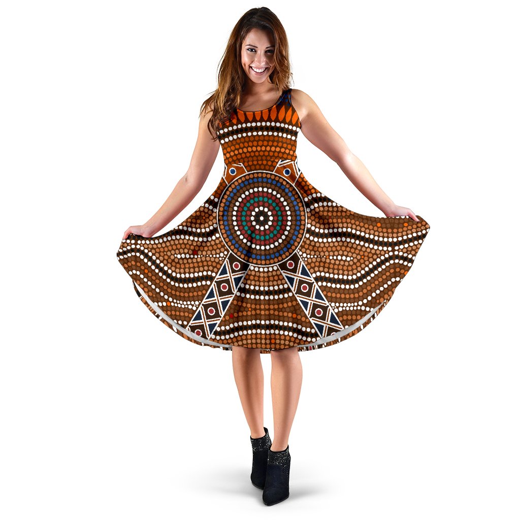 Midi Dress - Aboriginal Dot Painting Dress Ver01 - Vibe Hoodie