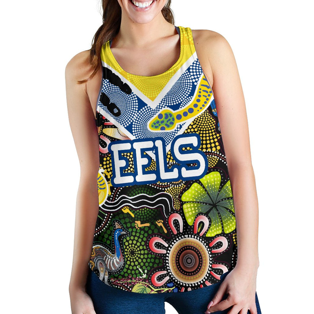 Parramatta Eels Women Racerback Tank Aboriginal Ethnic Style - Vibe Hoodie