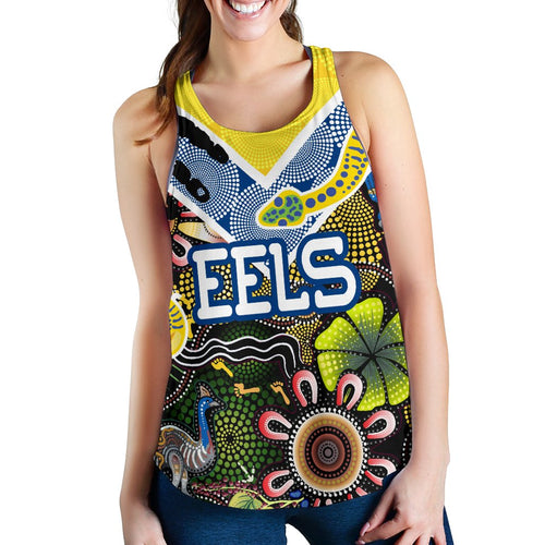 Parramatta Eels Women Racerback Tank Aboriginal Ethnic Style - Vibe Hoodie