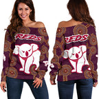 Queensland Women Off Shoulder Sweater Indigenous Reds - Vibe Hoodie
