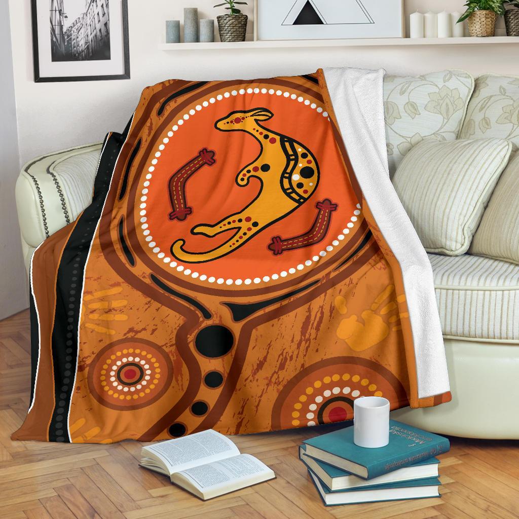 aboriginal-premium-blanket-indigenous-kangaroo-circle-dot-painting
