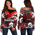 Naidoc St. George Illawarra Dragons Women's Off Shoulder Sweater Naidoc Patterns Black Style