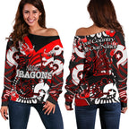 Naidoc St. George Illawarra Dragons Women's Off Shoulder Sweater Naidoc Patterns Black Style