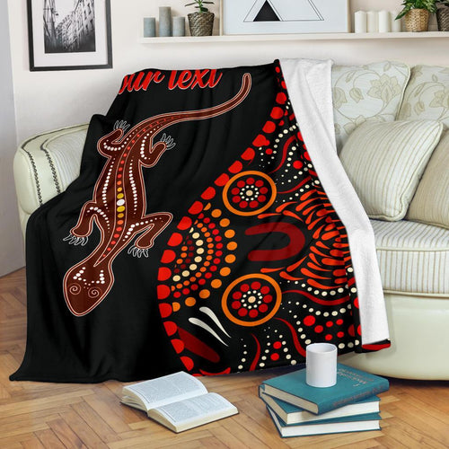 aboriginal-personalised-premium-blanket-aboriginal-lizard-with-dot-painting-pattern