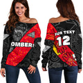 (Custom Personalised) Bombers Naidoc Week Women's Off Shoulder Sweater Essendon Ingenious Spesial Version - Custom Text and Number - Vibe Hoodie