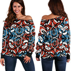 Canada Haida Pattern Off Shoulder Sweater - Vibe Hoodie