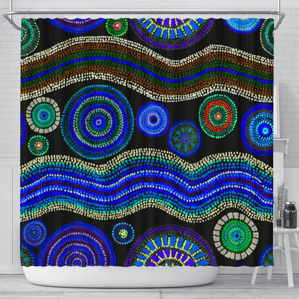 shower-cutian-aboriginal-dot-unique-style-blue