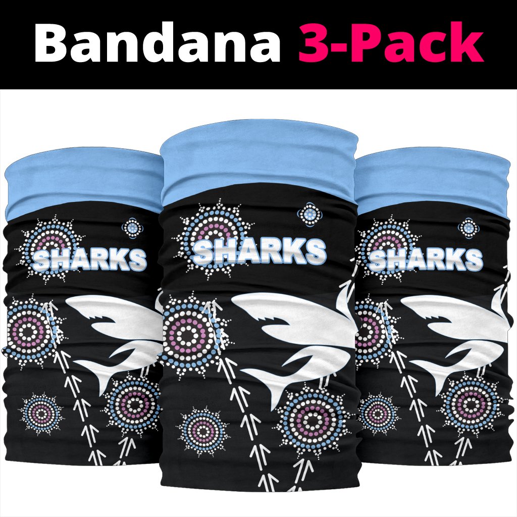 cronulla-bandana-3-pack-sharks-simple-indigenous-black