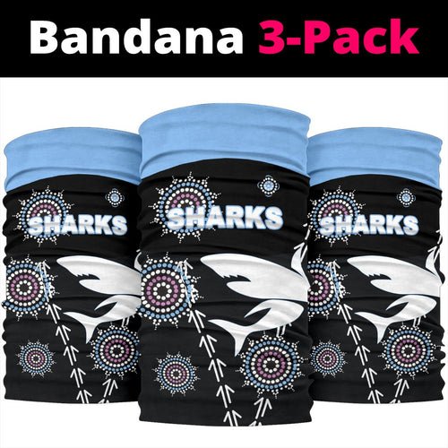 cronulla-bandana-3-pack-sharks-simple-indigenous-black