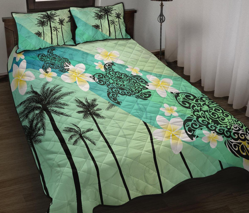 turtle-plumeria-quilt-bed-set
