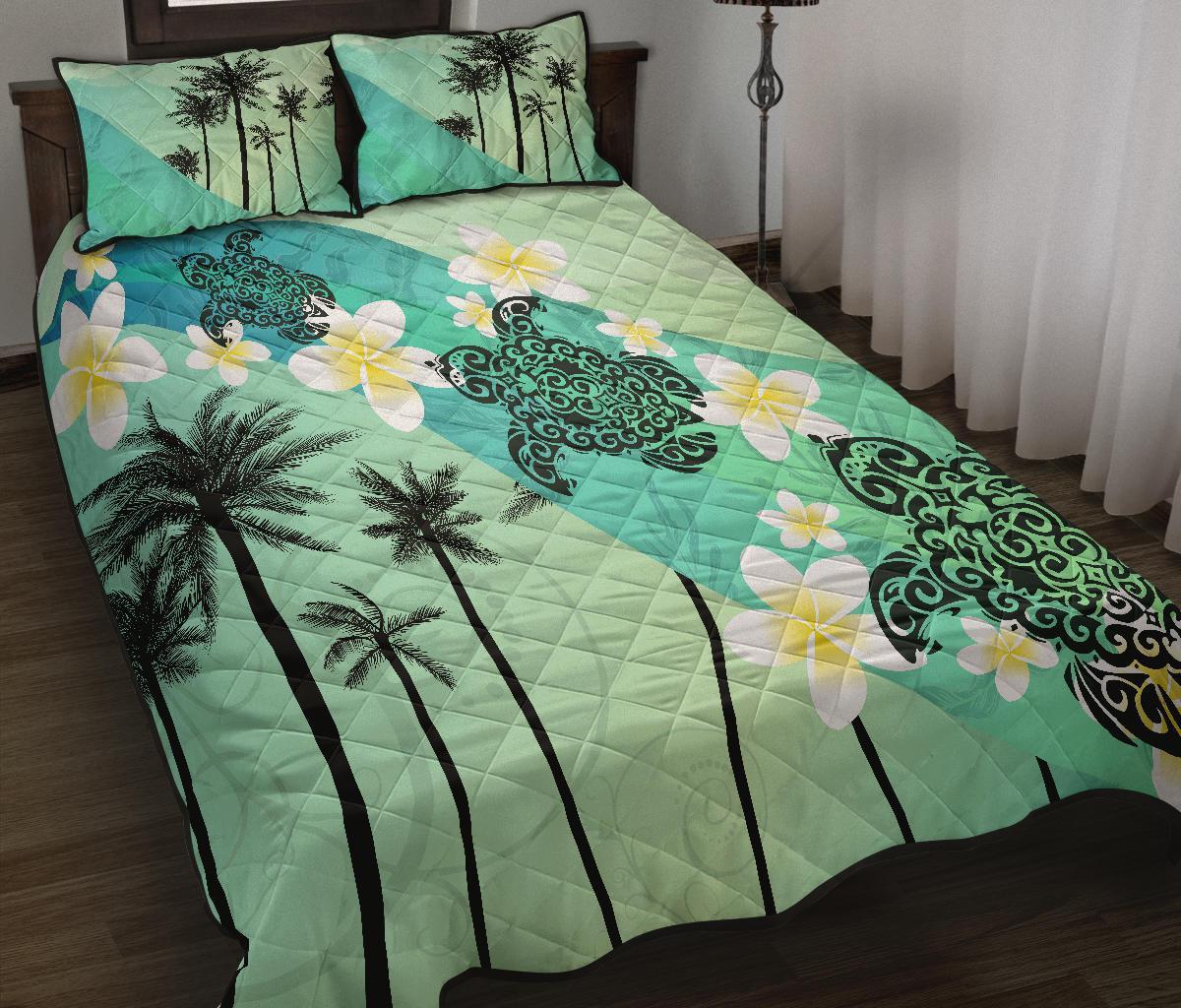 turtle-plumeria-quilt-bed-set