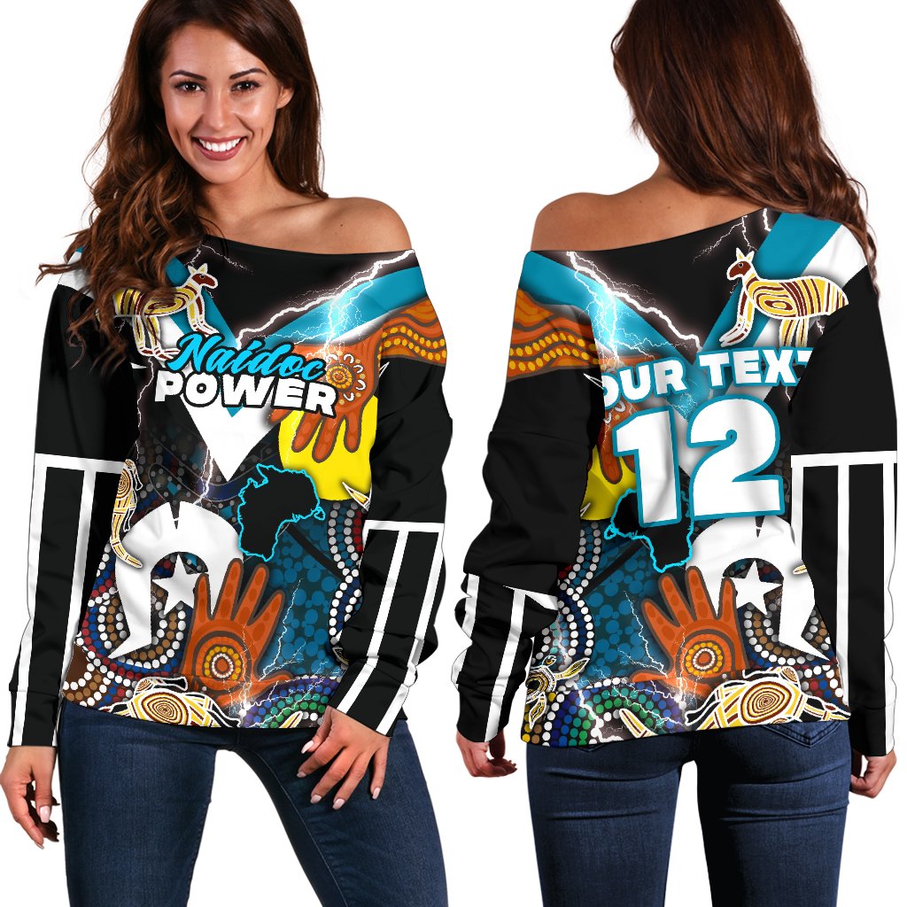 (Custom Personalised) Power Naidoc Week Women's Off Shoulder Sweater Adelaide Special Version - Custom Text and Number - Vibe Hoodie