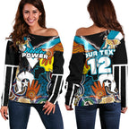 (Custom Personalised) Power Naidoc Week Women's Off Shoulder Sweater Adelaide Special Version - Custom Text and Number - Vibe Hoodie