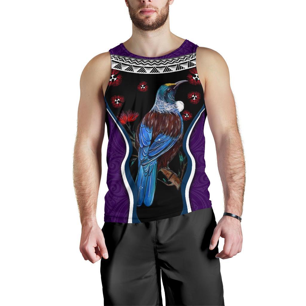 new-zealand-tui-bird-men-tank-top-pohutukawa-purple