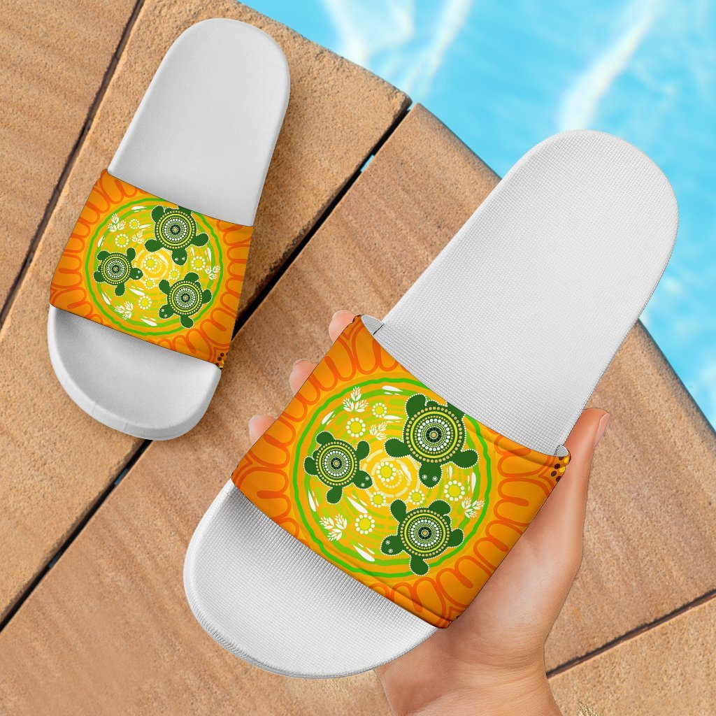 aboriginal-slide-sandals-turtle-circle-dot-painting-art-1