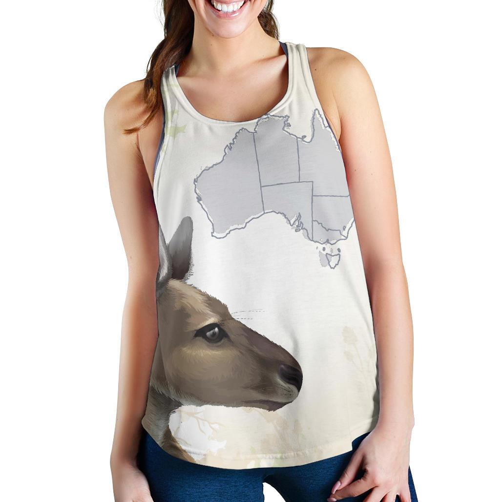 Racerback Tank - Kangaroo Top Tank Australia Map - Women - Vibe Hoodie