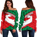 Rabbitohs Women Off Shoulder Sweater Sporty Style - Vibe Hoodie