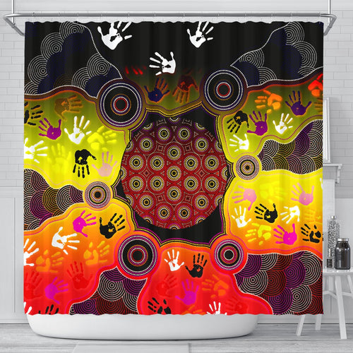 aboriginal-shower-curtain-indigenous-circle-dot-painting-hand-art