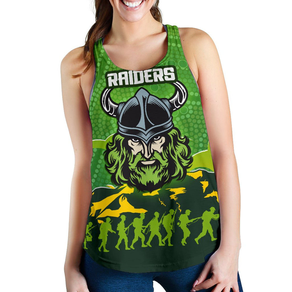 Canberra Raiders Women Racerback Tank Anzac Country Style - Vibe Hoodie