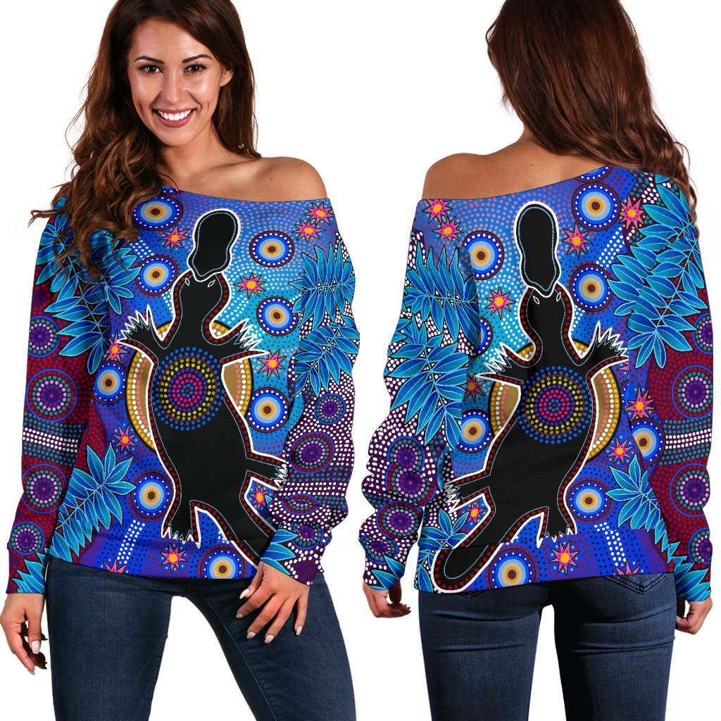 Aboriginal Off Shoulder Sweater - Indigenous Platypus - Vibe Hoodie
