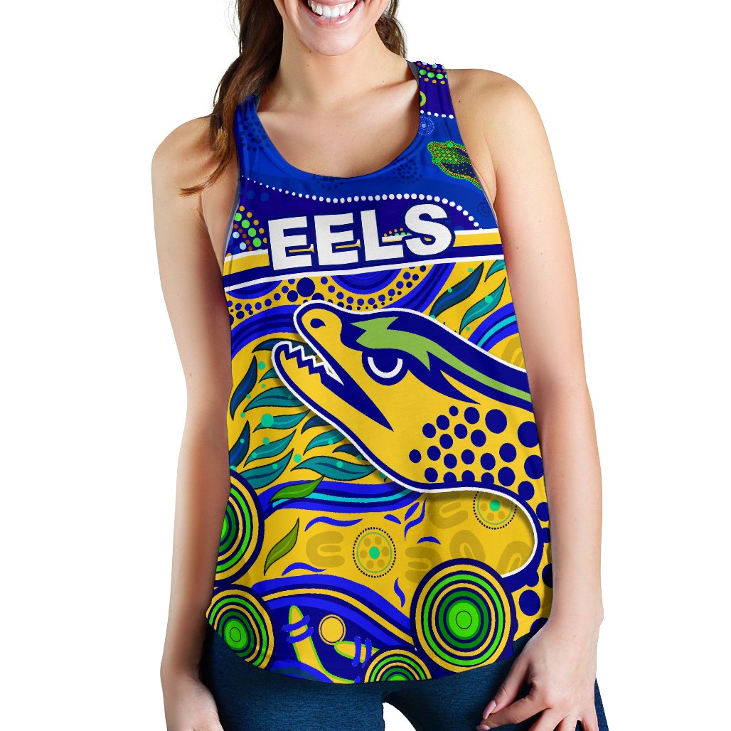 Eels Indigenous Special Women Racerback Tank Version Gold - Vibe Hoodie