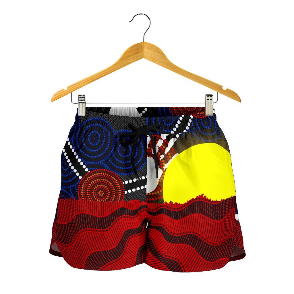Aboriginal Women's Shorts, Aboriginal Lives Matter Flag Sun Dot Painting - Vibe Hoodie