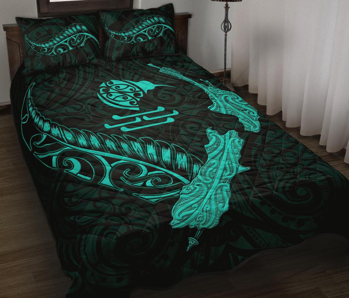 new-zealand-heart-quilt-bed-set-map-kiwi-mix-silver-fern-turquoise