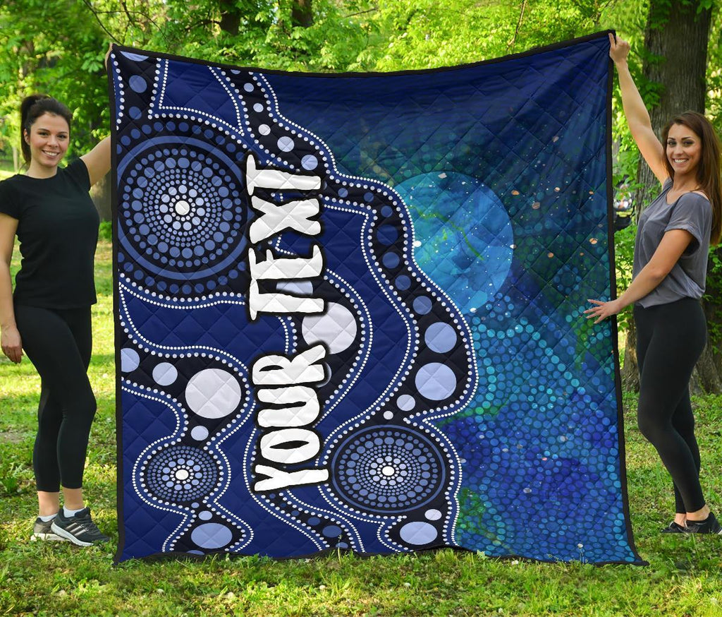 custom-text-aboriginal-premium-quilt-australia-indigenous-flag-circle-dot-painting-art-blue