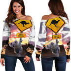 Off Shoulder Sweater - Koala Sweater Kangaroo Sign Landscape Art - Vibe Hoodie