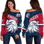 USA Rugby Women's Off Shoulder Eagles Sporty Style - Vibe Hoodie