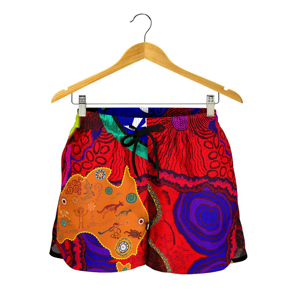 Aboriginal Women's Shorts, Aboriginal Red Patterns Naidoc  Week - Vibe Hoodie