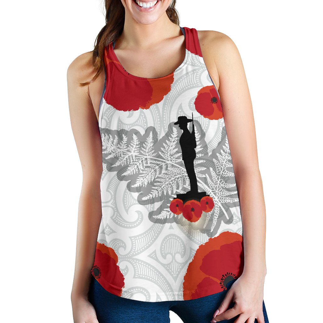 Anzac Maori Women Racerback Tank Silver Fern Lest For Get - Vibe Hoodie