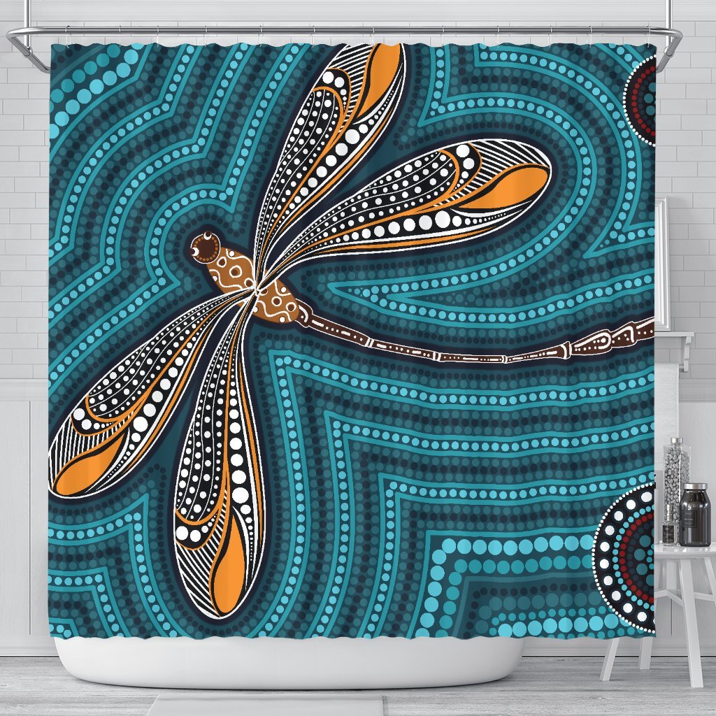 aboriginal-shower-curtain-indigenous-dragonfly
