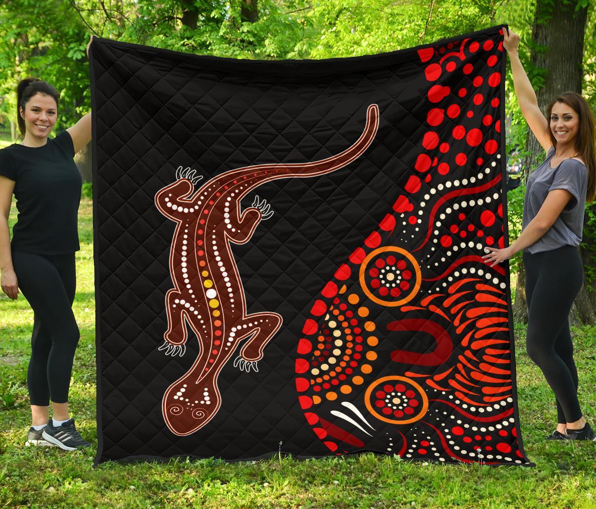 aboriginal-premium-quilt-aboriginal-lizard-with-dot-painting-pattern