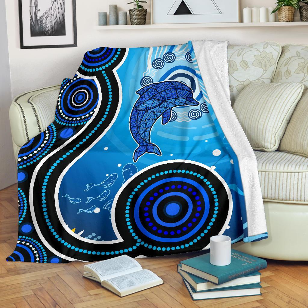 aboriginal-premium-blanket-dolphin-and-aboriginal-dot-patterns