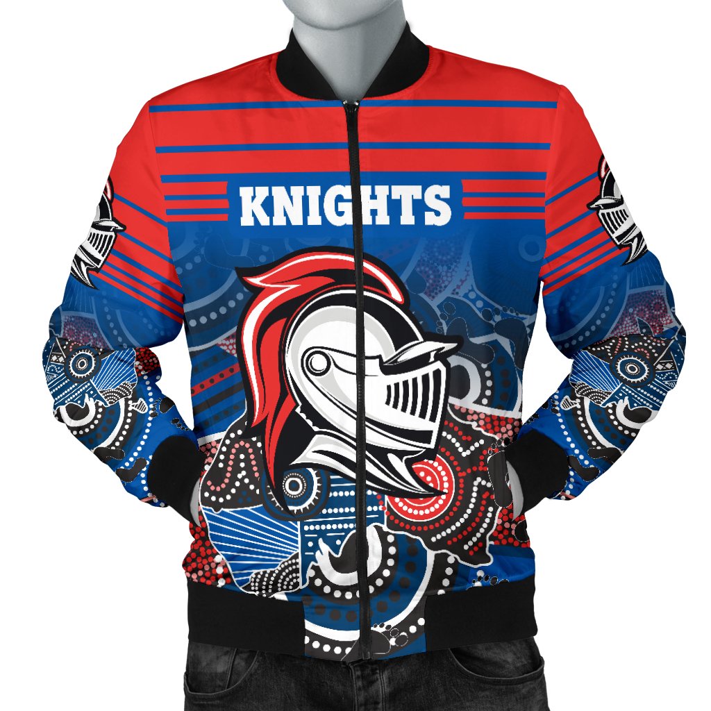 custom-personalised-knights-mens-bomber-jacket-newcastle-aboriginal-horizontal-style