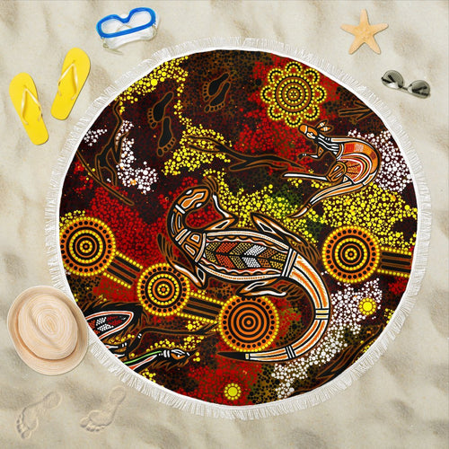 aboriginal-beach-blanket-kangaroo-and-lizard-dot-painting-art