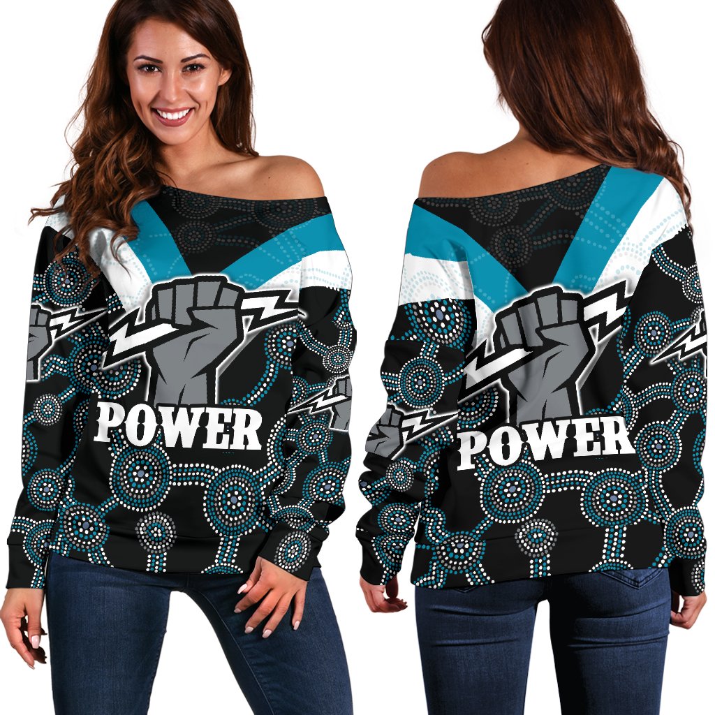 Port Adelaide Off Shoulder Sweater Power - Vibe Hoodie