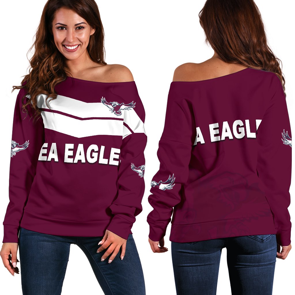 Warringah Women's Off Shoulder Sweater Sea Eagles Original - Vibe Hoodie