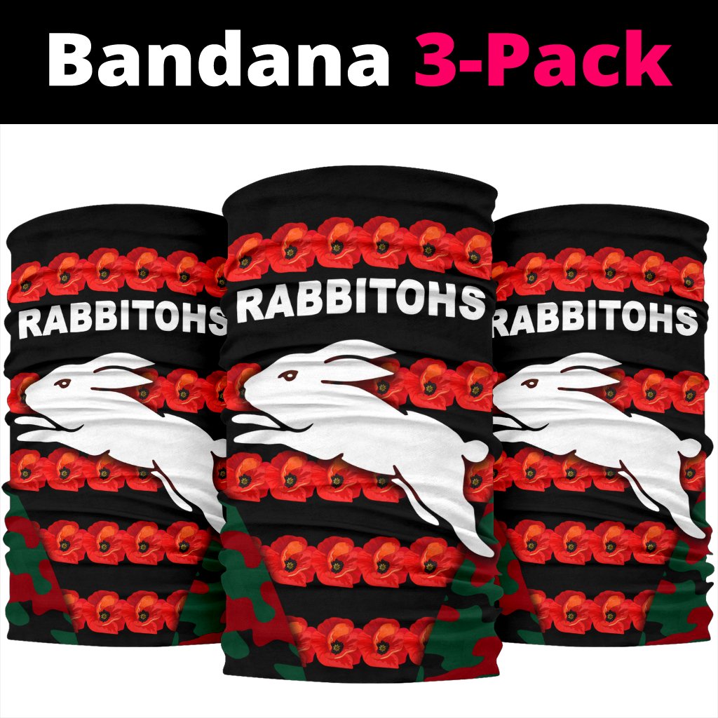 south-sydney-rabbitohs-bandana-3-pack-anzac-day-poppy-flower-vibes