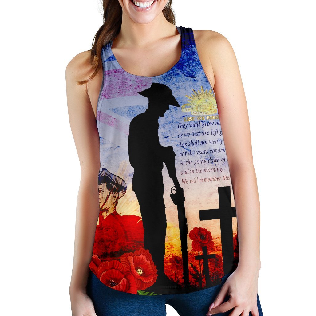 Anzac Women's Racerback Tank - Anzac 2020 Lest We Forget The Australian Army - Vibe Hoodie