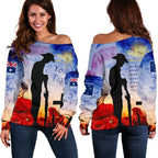 [Custom] Anzac Women's Off Shoulder Sweater - Anzac 2020 Lest We Forget The Australian Army - Vibe Hoodie