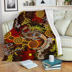 aboriginal-premium-blanket-kangaroo-and-lizard-dot-painting-art