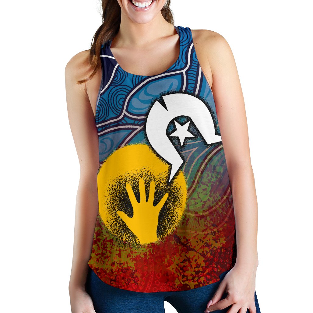 Aboriginal Women's Racerback Tank - Aboriginal and Torres Strait Islanders Flag - Vibe Hoodie