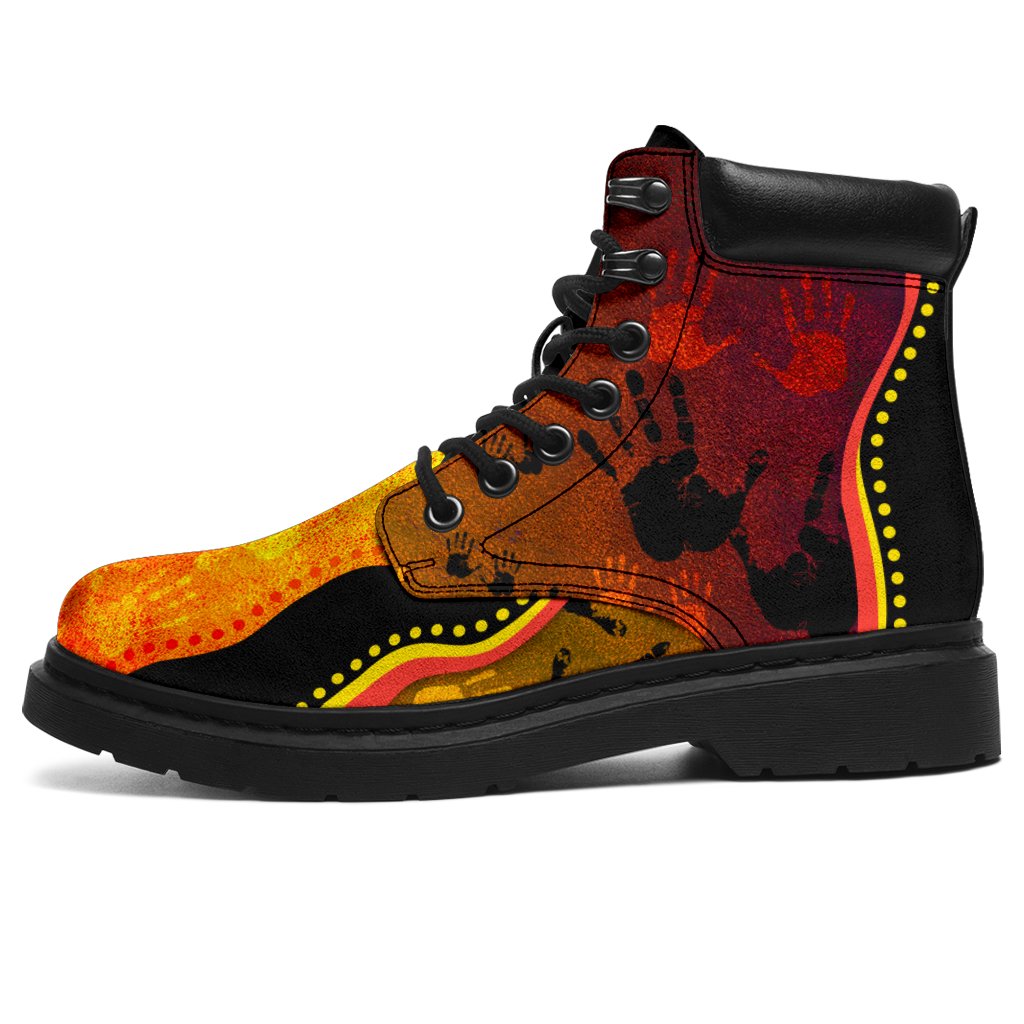 boots-aboriginal-rock-painting-hand-art-golden-style-all-season