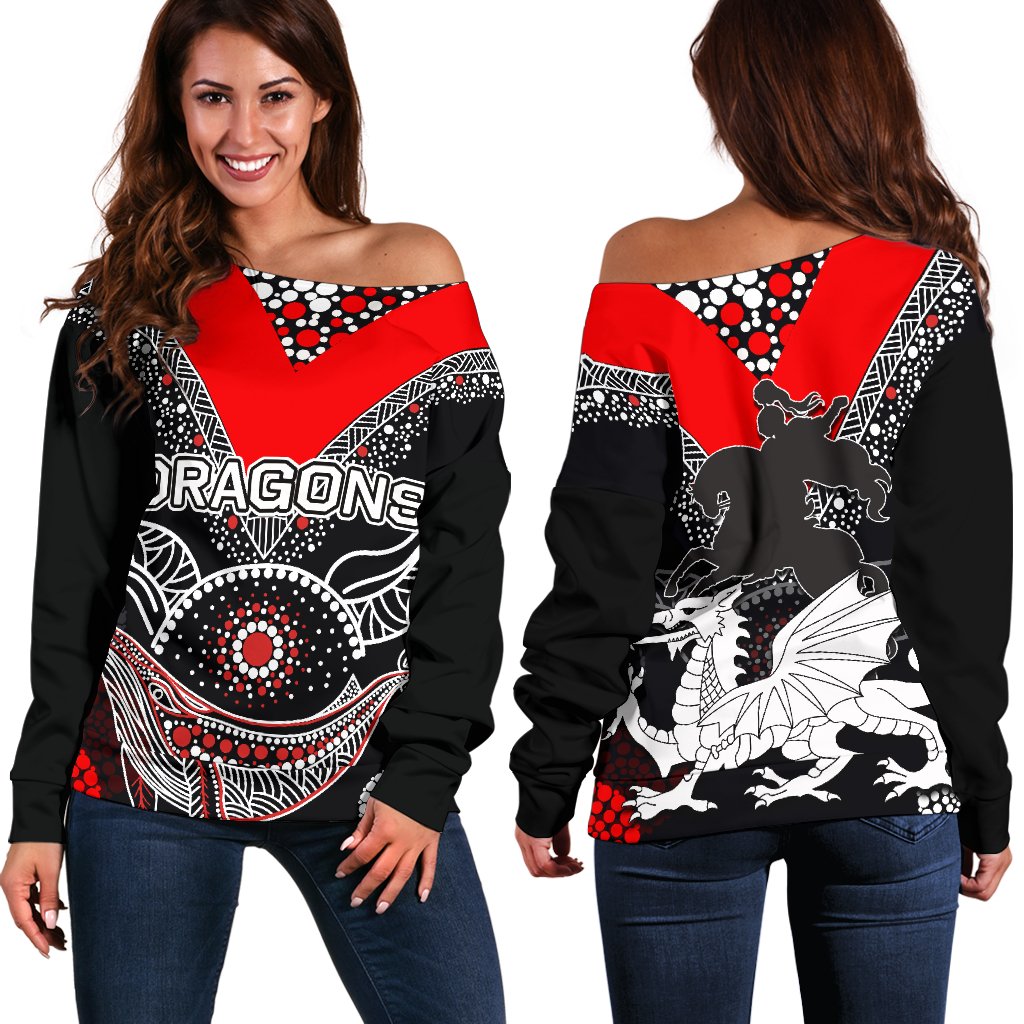 St. George Illawarra Dragons Women's Off Shoulder Sweater Aboriginal
