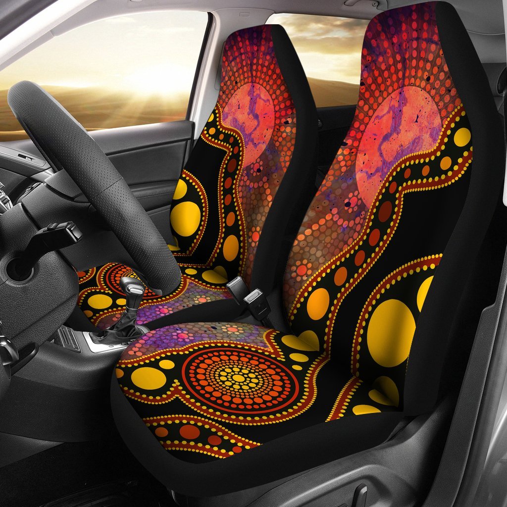 aboriginal-car-seat-covers-australia-indigenous-flag-circle-dot-painting-art-golden