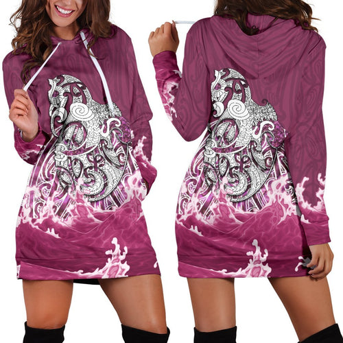 maori-manaia-the-blue-sea-womens-hoodie-dress-pink