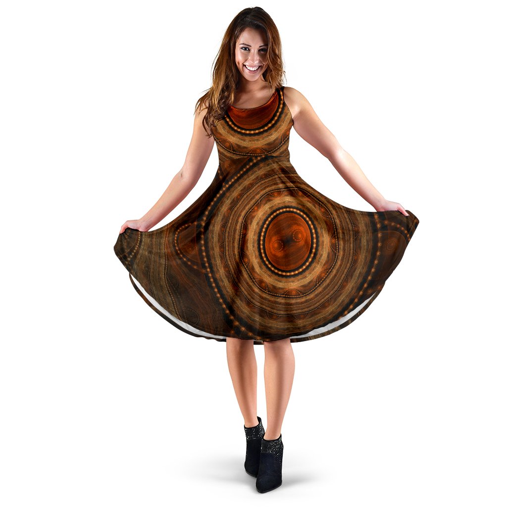 Midi Dress - Aboriginal Dot Painting Dress Ver09 - Vibe Hoodie