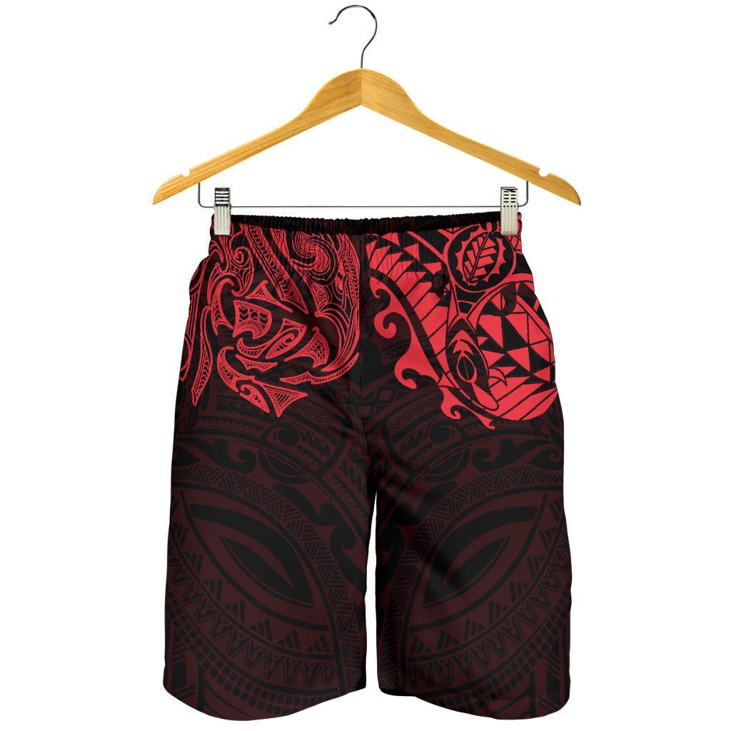 new-zealand-all-over-print-mens-shorts-maori-polynesian-tattoo-red